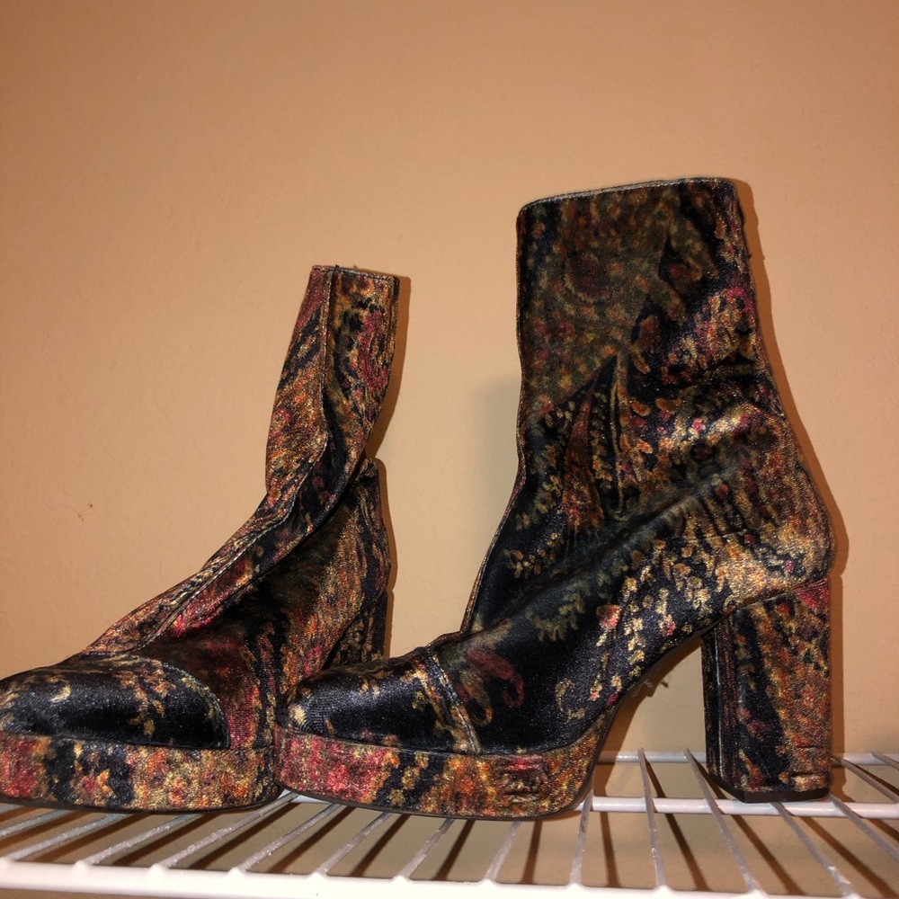Jeffery Campbell floral velvet boots